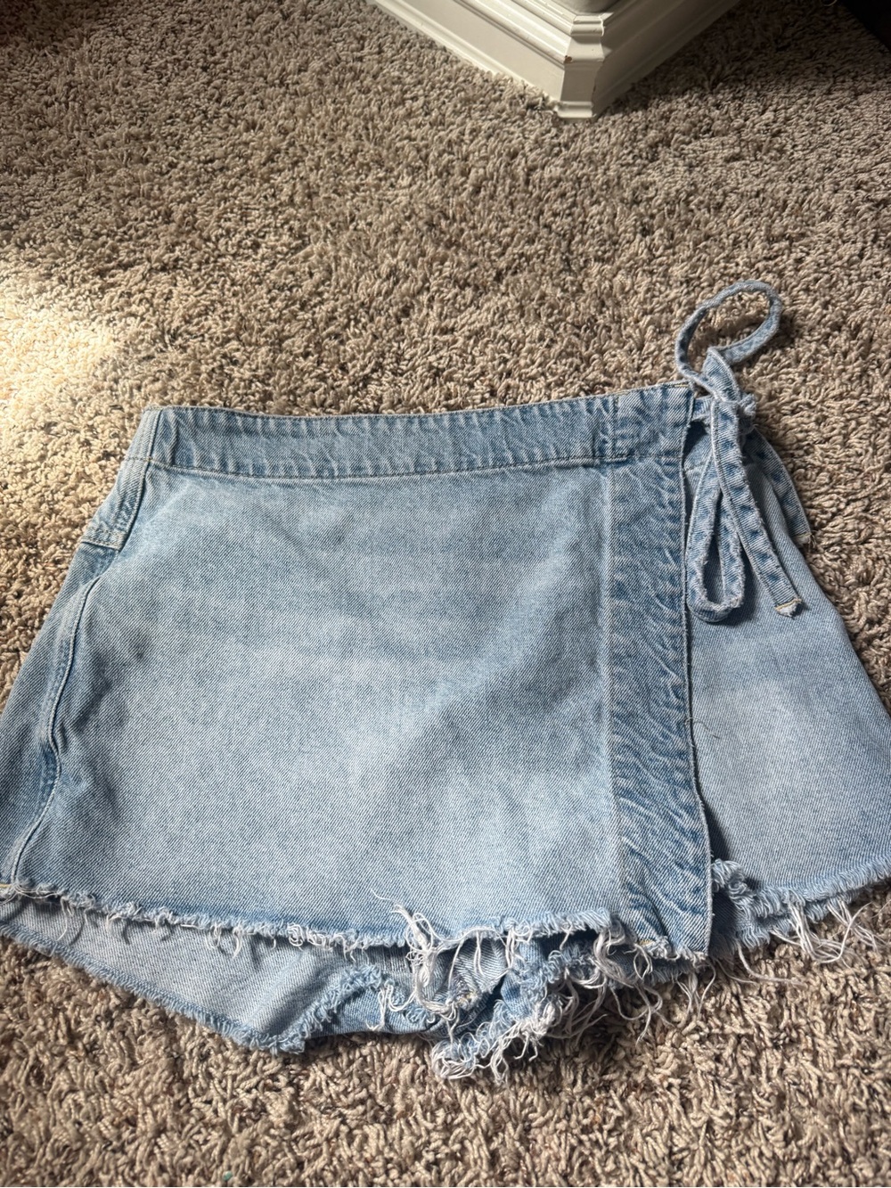 We The Free Light Blue Denim Wrap Skort